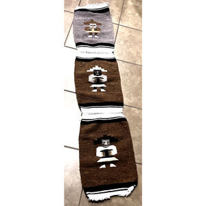 Vintage Handwoven Mexican Wool Rug Wall Hanging Oaxacan saddle blanket Aztec